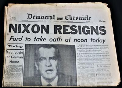 #ad VINTAGE NEWSPAPER 9 AUGUST 1974 PRESIDENT NIXON RESIGNS $6.49