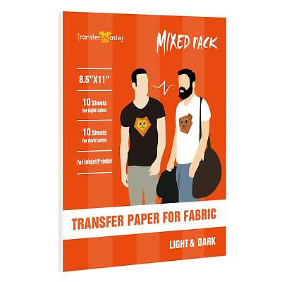 #ad Inkjet Printable Heat Transfer Paper DARK LIGHT T shirt Iron on 20 Sheets 8.5x11 $16.99