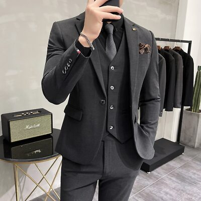 #ad Jacket Vest Pants Boutique Fashion Mens Casual Business Suit 3Piece Set $164.91