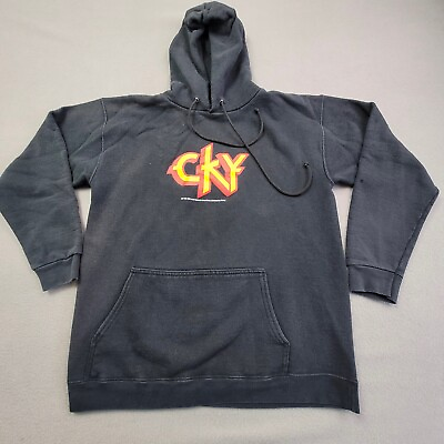#ad Vintage CKY Hoodie Mens Medium Black Pullover Sweatshirt 2003 Rock MTV Y2K $150.00