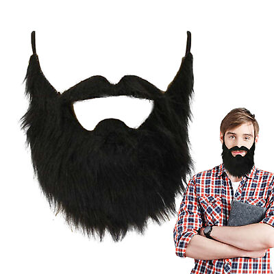 #ad Funny Back Fake Beard Christmas Cosplay Props Novelty Black Hair Fake Beard $6.71