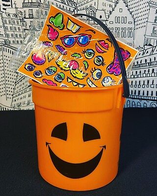 #ad RARE 1990s Promo Taco Bell Halloween Trick Or Treat Orange Pail SEALED Stickers $44.95