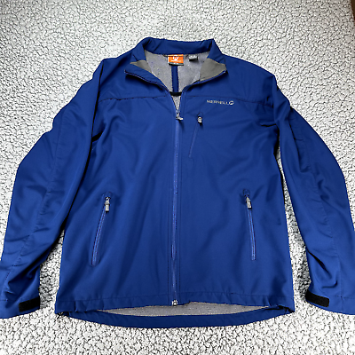 #ad Merrell Jacket Mens M Blue Soft Shell Full Zip Wind Rain Active Outdoor $38.88