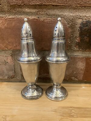 #ad Columbia Vintage Sterling Silver Salt amp; Pepper Shakers Weighted Glass Lined $29.00