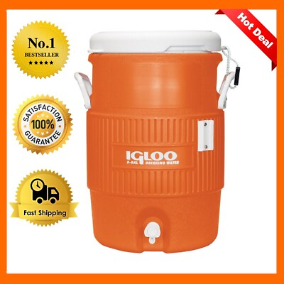 #ad 5 Gallon Heavy Duty Portable Sports Cooler Water Beverage Dispenser Orange $29.70