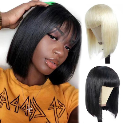 #ad Women Real Natural Wig Short Pixie Cut Human BOB Wig Ladies Hair Wigs Cosplay $14.99