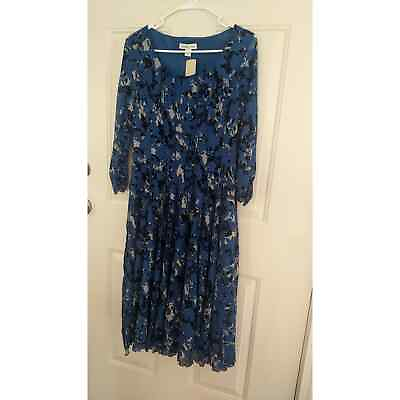 #ad Coldwater Creek Blue Floral 3 4 Sleeve Maxi Dress NWT $35.00