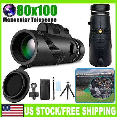 #ad Day Night Vision 80x100 Zoom HD Monocular Starscope Monocular Telescope BAK4 $12.99