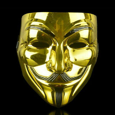#ad 2 Pack Gold V for Vendetta Hacker Mask Project Zorgo Costume Cosplay Party Props $7.99
