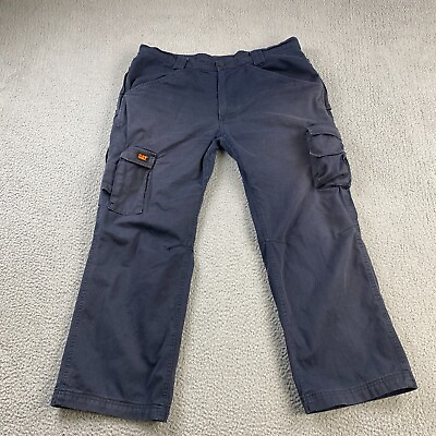 #ad CAT FR Pants Mens 40x30 meas 40x29 Blue Cargo Pocket Work Flame Resistant Cat2 $22.88