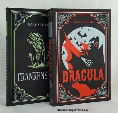 #ad DRACULA Bram Stoker FRANKENSTEIN Mary Shelley Set of 2 Faux Leather Bound NEW $37.45