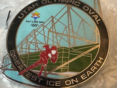 #ad MINT 2002 SALT LAKE OLYMPICS SPEED SKATING OVAL PIN WITH ORIGINAL WRAPPING. $20.00