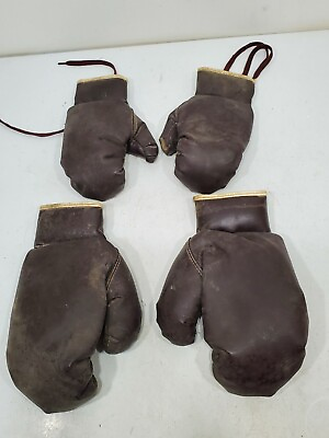 #ad Vintage Pee Wee Boxing Leather Gloves Junior Kids Antique Toy Prop Display LOT $39.95