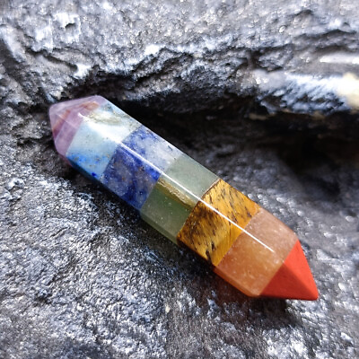 #ad #ad 7 Chakra Stone Double Point Healing Crystal Quartz Natural Gemstone Wand Reiki $4.99