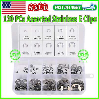 #ad #ad 120Pcs E Clips C Circlip Stainless Steel Kit Retaining Ring Assorted 1.5 to 10mm $8.45
