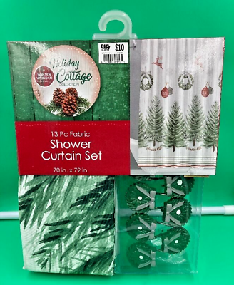 #ad Holiday Cottage Collection Winder Wonder Lane Christmas Shower Curtain 70quot;x72quot; $29.98