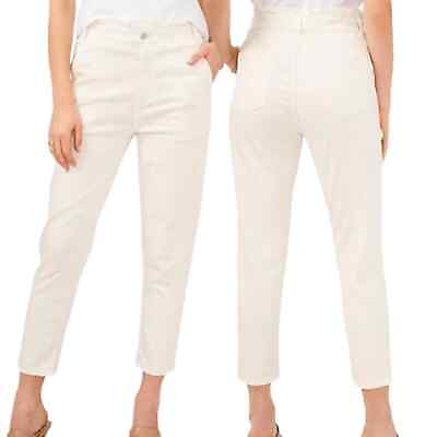 #ad NWT 1. State High Waisted Paperbag Straight Leg Jeans in Toasted Ivory White 22W $44.00