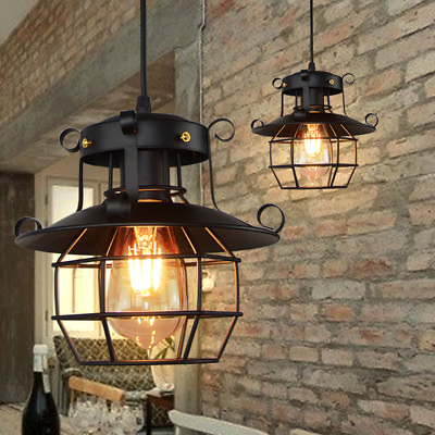 #ad Retro Farmhouse Industrial Hanging Cage Ceiling Lamp Iron Pendant Light Fixture $25.90