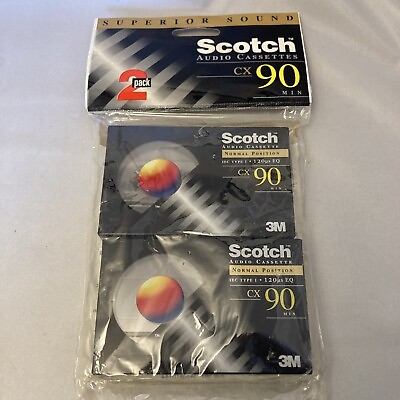 #ad New 2pk SCOTCH CX90 Minute Blank Audio Cassette Tapes Normal Bias $11.88