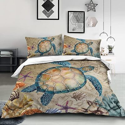 #ad Ultra Soft Sea Turtle Duvet Cover Set for Comforter 3Pcs Bedding Set Kids Teen $41.99