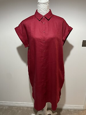 #ad LA REDOUTE LADIES CHERRY RED MIDI SHIRT DRESS UK SIZE 8 BRAND NEW GBP 14.99