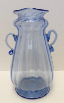 #ad Vintage Delicate Blue Swirl Paneled 8quot; Tall Vase $27.99