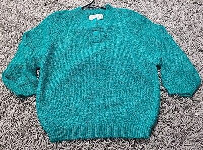 #ad Vintage Junior Connection by Mervyn#x27;s Teal Sweater w Buttons Size Medium $28.99