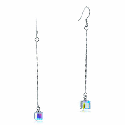 #ad Top Quality Dangle Drop Line 925 Sterling Silver Earrings AB Austrian Crystal $45.99