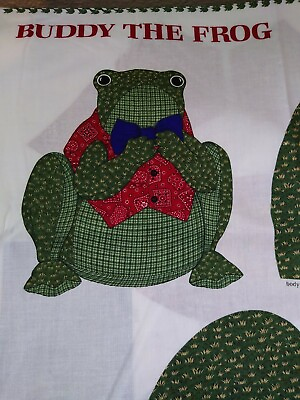 #ad BUDDY THE FROG 2 Panels12quot; High Soft Stuffed Toy Cotton Fabric Panel Cut amp; Sew $14.99