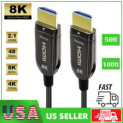 #ad 8K Fiber Optic HDMI 2.1 Cable 100FT 8K60hz 4K120hz 48Gbps Ultra High Speed $110.19