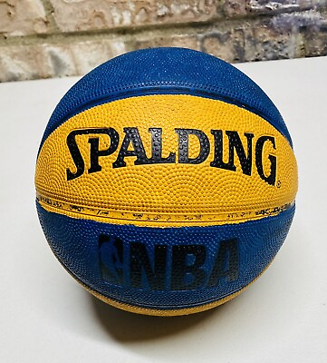 #ad Spalding NBA Mini Ball Measures 7quot; Diameter Yellow Blue Pre Owned $10.00