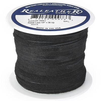 #ad Realeather Crafts SOS25 2001 Suede Lace .125quot;X25yd Spool Black $15.28