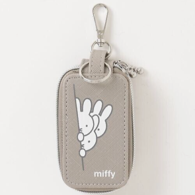 #ad miffy Key Case Key Holder Faux Leather Bag Charm Gray Dick Bruna $37.50