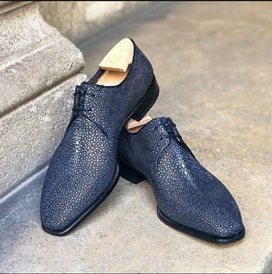 #ad Men#x27;s New Shoes Handmade Blue Stingray Fish leather Oxford shoe Lace up Formal GBP 148.99