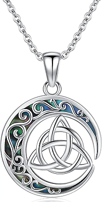 #ad Celtic Moon Necklace for Women Sterling Silver Crescent Moon Pendant Necklace N $98.96