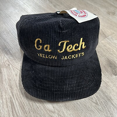 #ad Vintage Georgia Tech Yellow Jackets Hat NEW Snapback Black Corduroy Cap USA Made $88.00