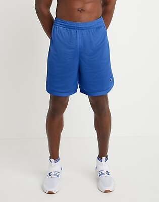 #ad Champion Mesh Shorts Mens Side Pockets Elastic Waist Drawcord Contrast 7quot; inseam $17.99