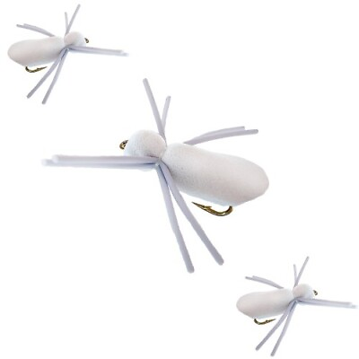 #ad 3 Foam Spider Flies White #12 Fly Fishing Set for Bluegill Trout Panfish $6.99