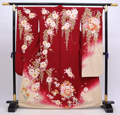 #ad Furisode Used Red Beige Seasonal Floral Pattern Condition Rank B $136.04