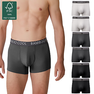 #ad #ad BAMBOO COOL Men#x27;s Trunks 6 Pack Underwear Low Rise Boxer Shorts Support Pouch $49.99