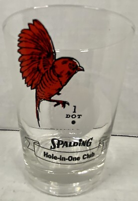 #ad Vintage Spalding Hole In One Club Golf Ball Red Bird Whiskey Rocks Glass 12 oz. $5.50