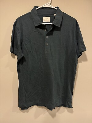 #ad Billy Reid NWT Mens Navy Short Sleeve Stripe Pensacola Polo Shirt Size Large $38.00