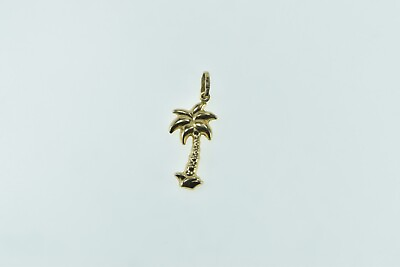 #ad 14K 3D Palm Tree Vintage Tropical Beach Motif Charm Pendant Yellow Gold *40 $89.96