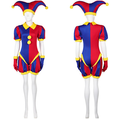 #ad Pomni Cosplay Costume Christmas Halloween Carnival Suit Adults Jumpsuit Hat $44.15