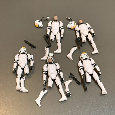 #ad DAMAGED LEG Lot 5 Star Wars Clone Wars TROOPERS Pilot Action Figures $9.99