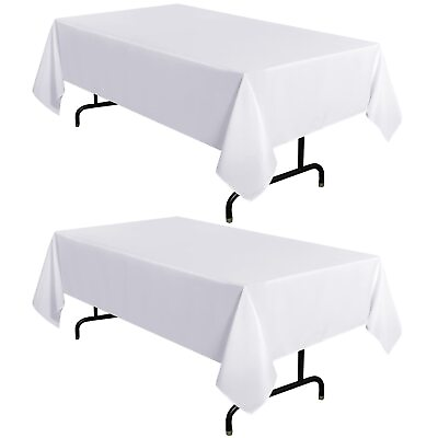 #ad sancua 2 Pack White Tablecloth 60 x 102 Inch Rectangle 6 Feet Table Cloth ... $35.53