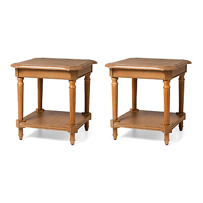 #ad Maven Lane Pullman Traditional Square Wood Side Table Antique Natural Set of 2 $460.98
