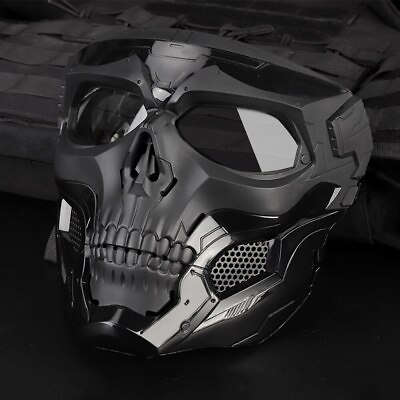 #ad Skull Tactical Airsoft Mask Halloween Full Face Protective Helmet With Goggles $14.24