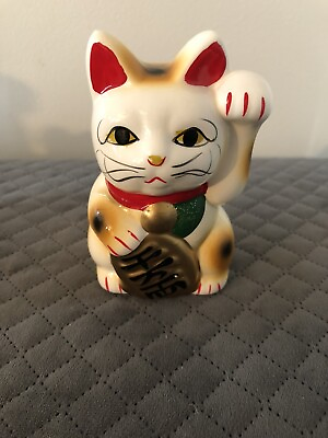 #ad Ceramic Maneki Neko Beckoning Lucky Cat Coin Bank from Japan Tabby Cat C2 $28.00
