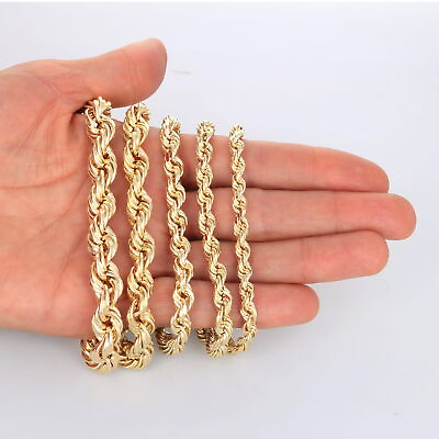 #ad 10K Yellow Gold Rope Diamond Cut 6mm 10mm Chain Necklace or Bracelet Mens 8quot; 30quot; $719.66